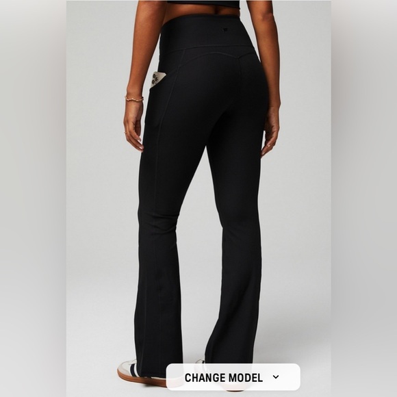 Fabletics Oasis PureLuxe Rib High Waisted Crossover Kick Flare - Picture 2 of 8